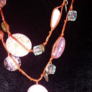 Necklace with plastic & glass beads